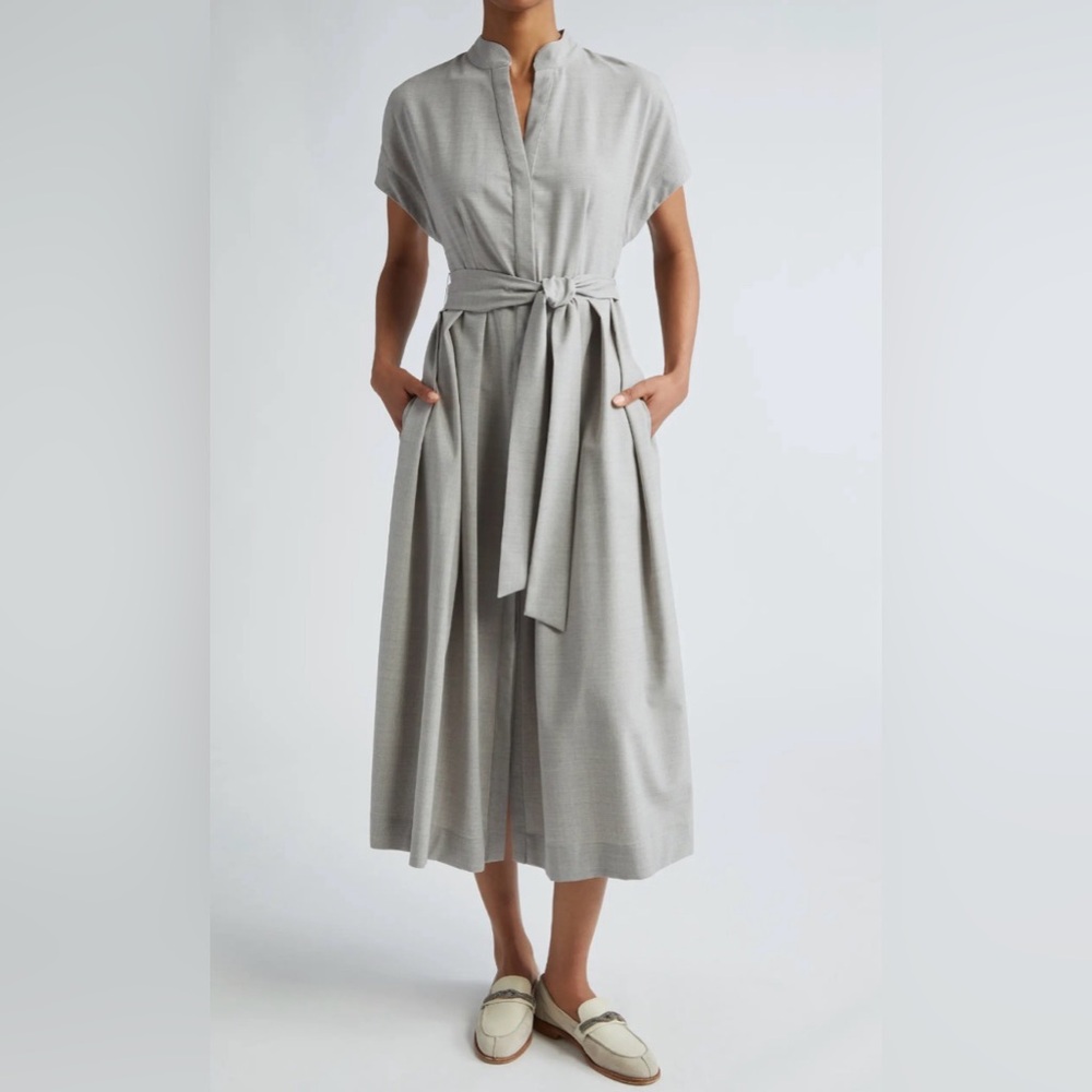 ELEVENTY Midi Shirtdress Cap Sleeve Stretch Wool US Size 6